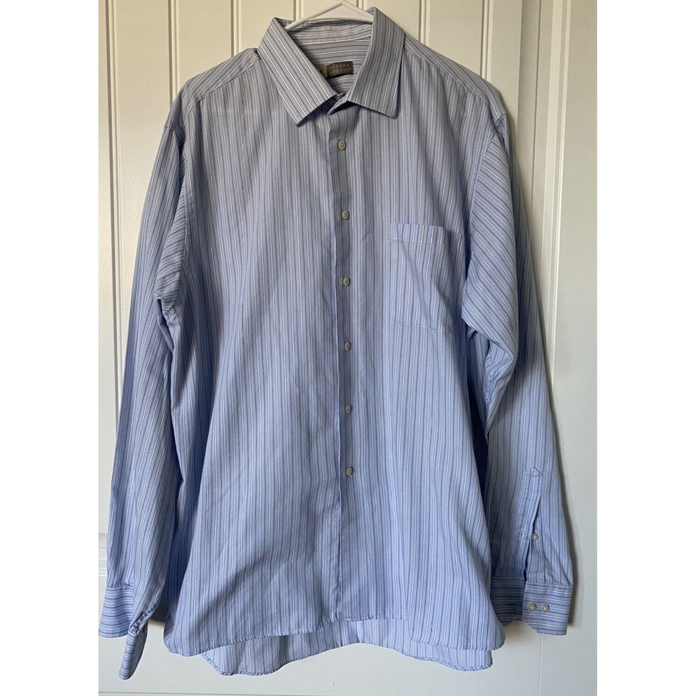 Joseph Abboud Pinstripe Non Iron Dress Shirt Size 17 36/37 Mens Business Career